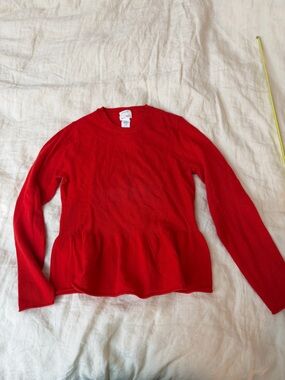 Crewcuts Red Peplum Crewneck Sweater - Women